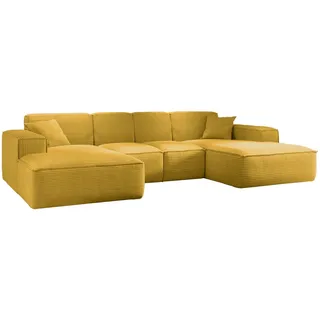 kaiser möbel Ecksofa, Eckcouch U form, Wohnzimmer Couch Large 342cm SIENA stoff Poso Gelb - Gelb