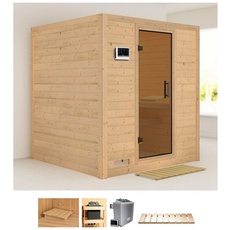 Bild Sauna »Menja«, (Set), 9-kW-Bio-Ofen mit externer Steuerung beige