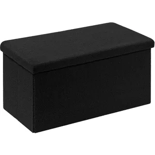Bonlife Sitzbank mit Stauraum, Faltbare Sitzbank, Samt Fußhocker Truhen Aufbewahrungsbox mit Deckel, Schwarz, 80 x 40 x 40 cm