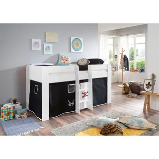 Relita Hochbett »Andi« mit Rolllattenrost und Vorhang, mit Leiter, pflegel. Dekor Oberfläche, bunt