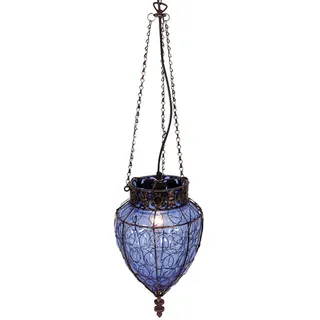 Näve Leuchten Pendelleuchte Orient mit E27 Pendelleuchte Orient mit E27 Pendelleuchten - Glas-Pendelleuchte "Orient", Hängelampe aus Metall und Glas in blau, 150 cm hoch, 25 x 25 cm, E27-Fassung - Blau