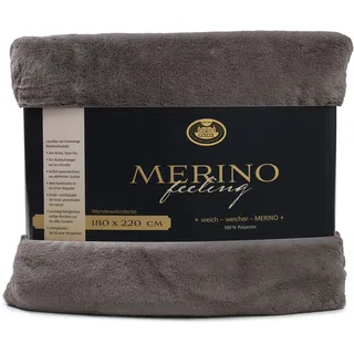 Gözze Merino Kuscheldecke 180 x 220 cm Anthrazit