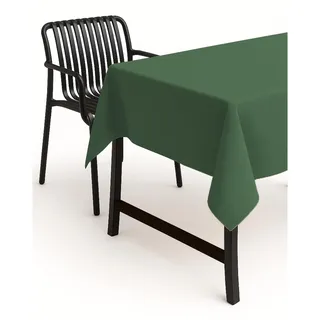 texpot Gartentischdecke 110 x 220 cm in Dunkelgrün mit Leinen Optik Lotuseffekt Fleckschutz Bügelfrei Tischdecke