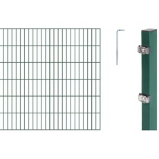 Bild Alberts 650209 Doppelstabmattenzaun als 8 tlg. Zaun-Komplettset | verschiedene Längen und Höhen | grün | Höhe 120 cm | Länge 6 m