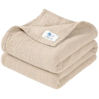 lulumoon Musselin Decke Baby - Atmungsaktive Babydecke,Baby Decken Neugeborenen,Weiche Krabbeldecke für Kinder,Musselin Schlafdecken für Kleinkinder Mädchen Junge 120x120cm(Elfenbein)