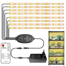 [8 Pack] LED Pflanzenwachstumslichtstreifen Vollspektrum für Zimmerpflanzen mit Auto ON/Off Timer, 384 LEDs / 10 dimmbare Stufen, Grow Lampe für Hydrokultur Sukkulent, Plug and Play