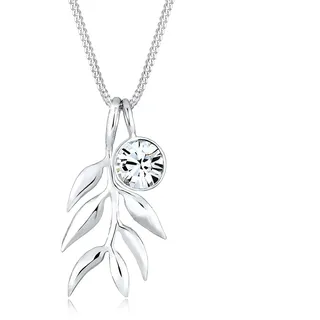 Elli Halskette Damen Olivenblatt Zweig mit Kristall in 925 Sterling Silber