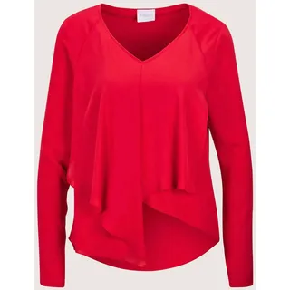 MADELEINE Langarmbluse "Volantbluse Elegante Bluse mit asymmetrischem Saum", rot