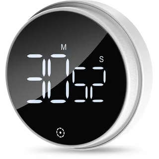 Ankilo Küchentimer Digitale, Magnetisch, Eieruhr, Kurzzeitwecker, LED Visuelle Timer, Lauter Alarm, Countdown Countup Timer für Kochen, Backen, Sport, Studieren Weiß