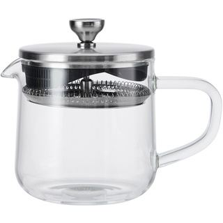 La Cafetière Loose Leaf 2 Tassen/550ml Teekanne mit Deckel, hitzebeständiges Glas-Tee-Ei mit integriertem Edelstahlfilter für Teeblätter und gemahlenen Kaffeeaufguss, Durchsichtig