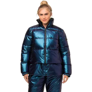 Ulla Popken Damen Performancejacke Puffer Cropped mit Verlängerung,wasserabwe Jacken, lila, 50-52