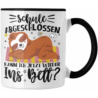 Trendation - Abi Tasse Geschenk Schule Abgeschlossen Kann Ich Jetzt Wieder Ins Bett Faultier Abitur Abschluss Geschenk (Schwarz)