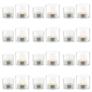 NUPTIO Teelichthalter Teelichter Teelichtgläser Glas - 24 Stücke Klein Schwimmkerzenhalter Teelicht Hochzeit Windlicht Teelichtglas Kerzenhalter Gläser Votivkerzenhalter Weihnachten 4cm & 5cm Höhe