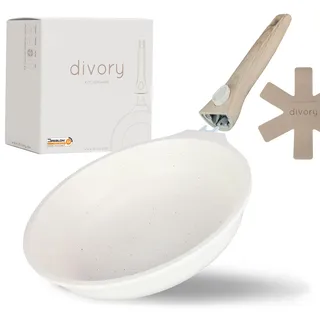 DIVORY kleine Pfanne 20cm I Abnehmbarer Griff, Induktion, beschichtet, Aluminium – Mini Bratpfanne + Pfannenschoner - Induktionspfanne