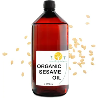 B.O.T cosmetic & wellness - Bio-Sesamöl 100% natürlich & kaltgepresst | Haut-, Haar- & Massagepflege | Anti-Aging & Feuchtigkeitspflege | DIY Kosmetik 1000 ml