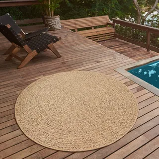 The CarPET »Kansas« rund 1 mm Höhe moderner robuster In und Outdoor Teppich Jute Look