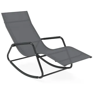 COSTWAY Schaukelliege, Sonnenliege, Liegestuhl, ergonomische Schwingliege, Gartenliege bis 160 kg, Relaxliege für Garten, Terrasse, Balkon, Grau - Grau