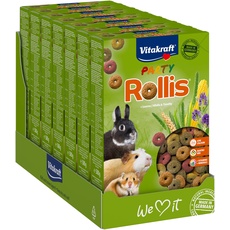 Vitakraft Rollis, Knusperringe für Nager, calciumarm, mit Luzerne, als Ergänzung zum Hauptfutter oder als Snack zwischendurch, ohne Zusatz von Zucker und Getreide (7x 500g)