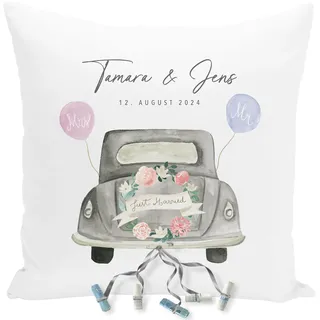 DEL MÀ Unique & Personal Hochzeit Geldgeschenk Verpackung Kissen personalisiert Hochzeitsgeschenk für Brautpaar Dekokissen für Geld 40x40 cm inkl. Füllung und Bezug