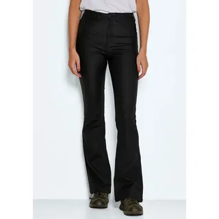 Noisy May »NMSALLIE HW FLARE COATED PANTS NOOS«, schwarz