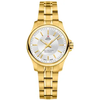 Swiss Military by Chrono Damen Uhr Armbanduhr Quarzwerk mit Edelstahl Metallarmband Analoge Damenuhr Gold SM30201.09