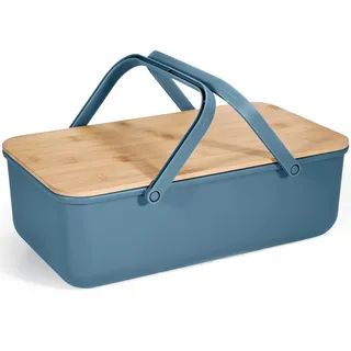 Cheerhom Brotkästen mit Deckel,Kann als Schneidebrett, Brot Aufbewahrungsbox mit Griff 38x21x13cm Vorratsbehälter für Brot, Gebäck und Vorräte, für Küche und Camping (Blau, 38x21x13 cm)