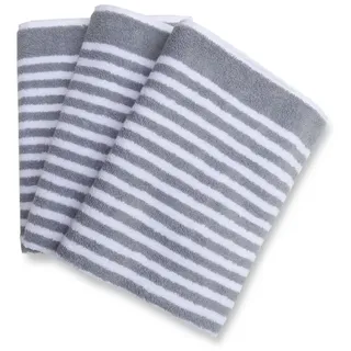 Ross Frottee Küchenhandtuch Quadrat feine Streifen 3er Satz Silber - 50x50cm