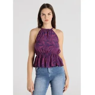 Lois Jeans für Damen. 431782691 LOIS JEANS - Bluse - Bedruckter schulterfreier Mini mit elastischem Bund (XL), Lässig, Flieder, Viskose, Ärm