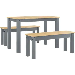 vidaXL 3-tlg. Essgruppe Panama Grau Massivholz Kiefer - Grau