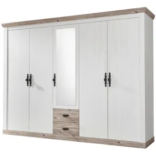 furn.design Drehtürenschrank 5-türig 265 x 201 x 60 cm Weiß