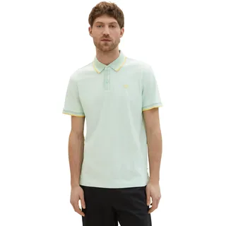 TOM TAILOR Herren Basic Piqué Poloshirt, white mint twotone, L