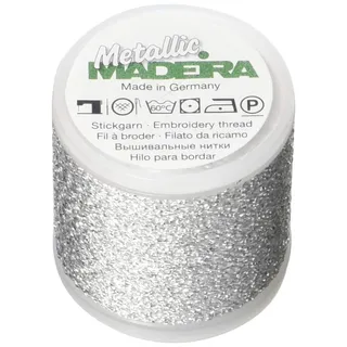 Madeira Metallic Sparkling Nr.40 Stickerei Gewinde, 200 Meter Länge, 041 Silber M9842-041 40wt/220 yd