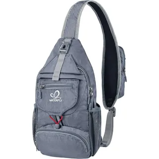 WATERFLY Brusttasche Sling Bag Klein: Faltbarer Herr Crossbody Bodybag Crossbag Slingbag Crossover Single Chest Rucksack Schultertasche Schulterrucksack Cross Body Herren Damen Reisen Wandern