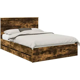 vidaXL Bettrahmen Geräucherte Eiche 140 x 200 cm Ingenieurs Holz - Braun