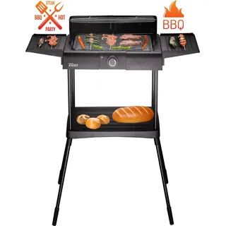 Zilan 2in1 Standgrill | Elektrogrill | Tischgrill | Partygrill | 2400 Watt - Schwarz