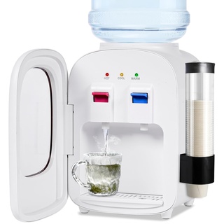 BAOSHISHAN Mini Wasserspender mit Becherauszug Mini Kalt- und Warmwasserspender Kleiner Wasserspender mit Becherauszug für Büro/Schlafsaal/Wohnung/Wohnzimmer (Kalt/Warm/Heiß)