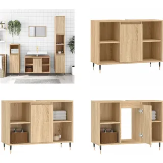 vidaXL Badschrank Sonoma Eiche 80x33x60 cm Holzwerkstoff - Badezimmerschrank - Badezimmerschränke - Schrank - Schrank Bad - Braun