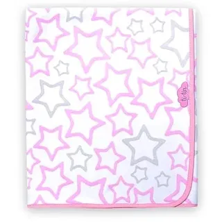 Ti TIN | weiche, saugfähige Babydecke, 80x75 cm | Krabbeldecke aus 100% Baumwolle mit doppellagigen Stoff, Babydecke fürs Auto, Wiege, Kinderwagen, Babyschale, etc, Sterne-Motiv, rosa