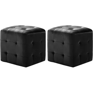 SYFAXTM Pouf 2 Stk. Schwarz 30x30x30 cm Samtstoff - Schwarz