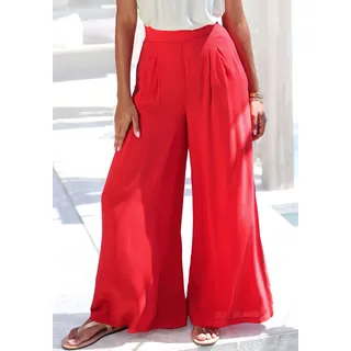 Palazzohose BUFFALO, Damen, Gr. 36, N-Gr, rot, Web, Obermaterial: 100% Viskose, unifarben, figurumspielend knöchellang, Hosen Palazzohose, mit Seitennahttaschen, leichte Sommerhose, Wide-Leg