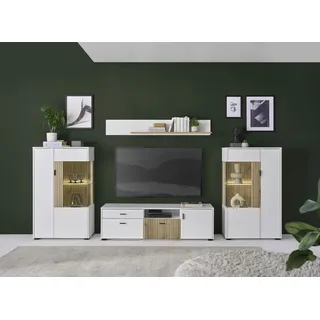 Home Affaire INOSIGN Wohnwand »Hudson, moderne Anbauwand, Wohnzimmer-Set, Komplettset« Set, 4 Stk. tlg., weiß