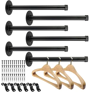 pintuson 6 Stück industrielle Rohr-Kleiderstange 30,5 cm – Wandhalterung Kleiderständer – Face Out Wand Kleiderstangen für gewerbliche Einzelhandel, Boutique, Hemden-Display