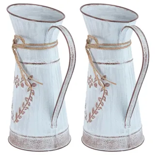 Cabilock 2 Stücke Shabby Blumenvase Herz Vintage Gießkanne Rustikaler Blumentopf Landhaus Vase Metall Eisen Eimer Retro Übertopf Blumeneimer für Balkon Büro Schreibtisch Deko Wohnzimmer Tischdeko