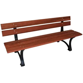 Gartenbank LUZERN Gusseisen Eukalyptus-Holz Schwarz Garten Bank Sitzbank outdoor