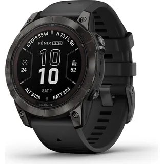 Garmin Fenix 7 Pro BT 47 mm Edelstahlgehäuse schwarz Sportarmband schwarz One Size