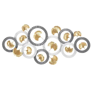 Wanddeko , Grau, Weiß, Goldfarben , Metall , 126x58x5 cm , Bilder & Rahmen, Wanddeko