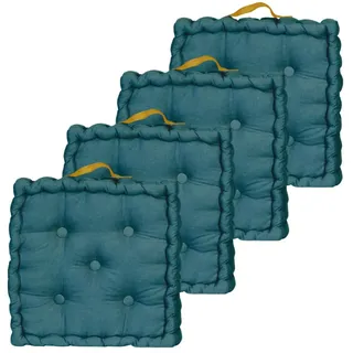 Atout Ciel 4 Bodenkissen, 40 x 40 cm, mit kontrastierendem Henkel, Entenblau