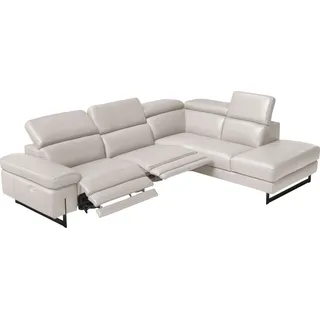 Egoitaliano Ecksofa "Candice, elegant, edel und bequem, erstklassiger Sitzkomfort, L-Form" inkl. 2 elektrischer Relaxfunktionen, Bedienung über Taste an Armlehne, weiß