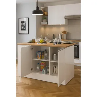 Dmora Kücheninsel Patrizio 155 x 90 x 90 cm Weiß