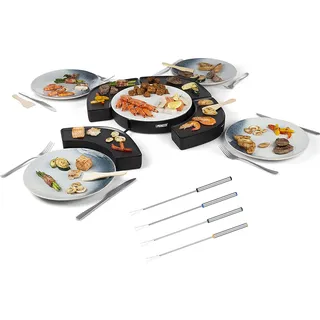 Familien Teppanyaki 4 Grillplatten & Teppan Gabeln Tischgrill Balkon & Camping